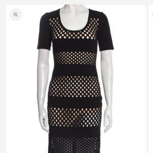 Fendi Black and Cream Mesh Midi Dress